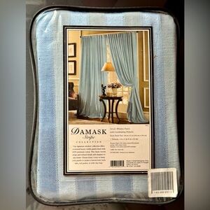 Damask Luxury Stripe Window Panels - Set of 2 with Tiebacks